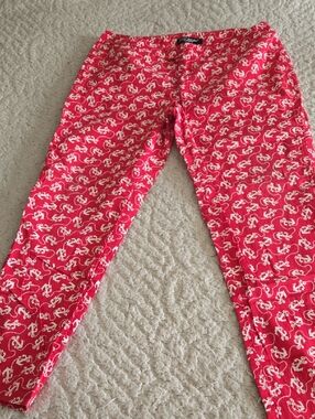 Betsey Johnson Red Pants with White Anchor Print